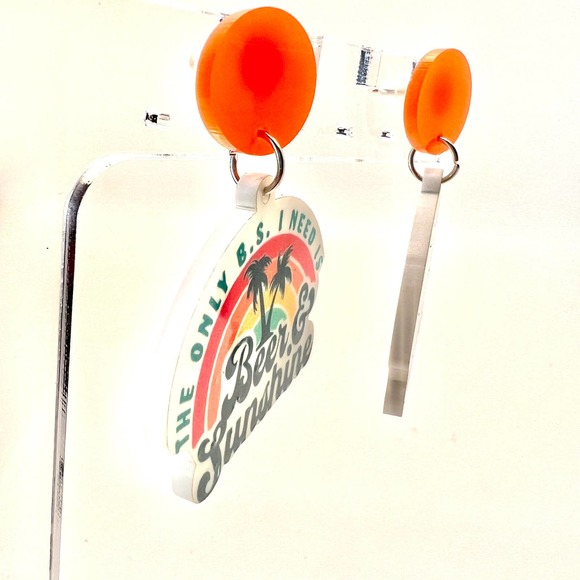Beer & Sunshine Earrings - Beach Earrings - Vacation Earrings - Beer Earrings - Picture 2 of 7